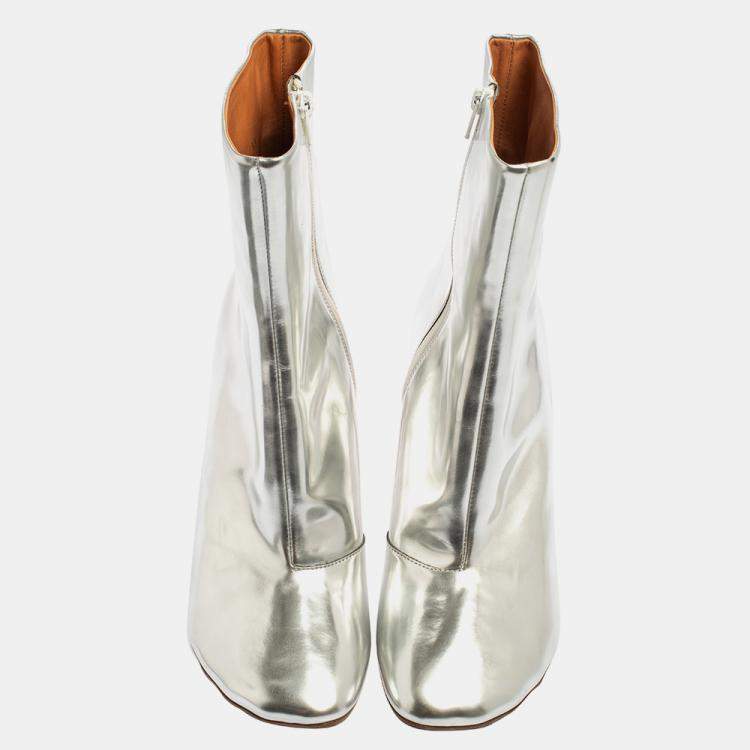 Pre Owned Vetements Silver Leather Ankle Boots Size 39