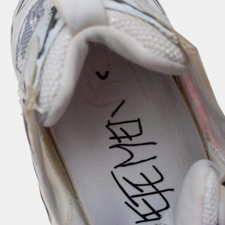 Pre Owned Vetements x Reebok White Doodle Print Fabric And Mesh Instapump Fury Low Top Sneakers Size 39