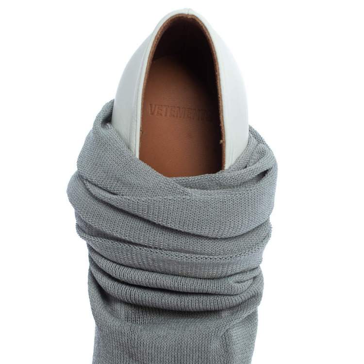 Pre Owned Vetements Grey Stretch Fabric Reflective Thigh High Socks Boots Size 37