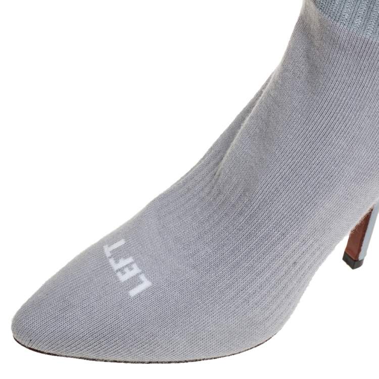 Pre Owned Vetements Grey Knit Fabric Reflective Sock Boots Size 36