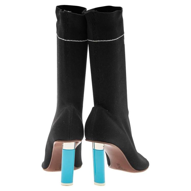 Pre Owned Vetements Black Knit Fabric Reflective Sock Boots Size 39