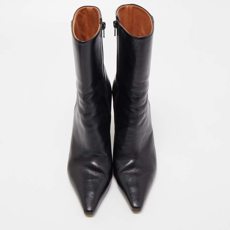Pre Owned Vetements Black Leather Reflector Ankle Boots Size 36