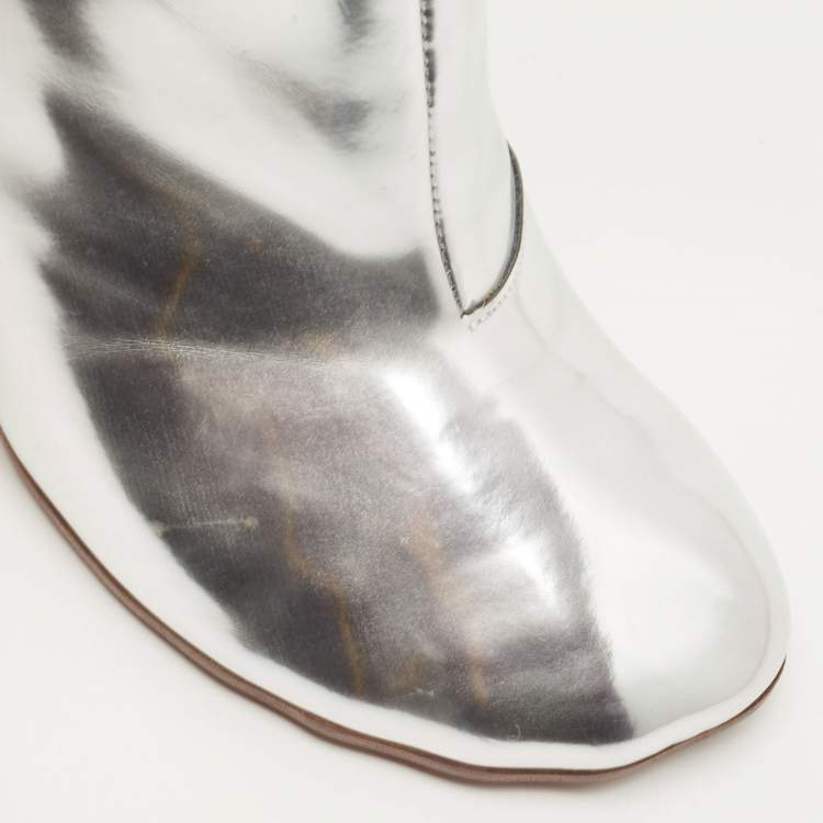 Pre Owned Vetements Silver Leather Ankle Boots Size 38