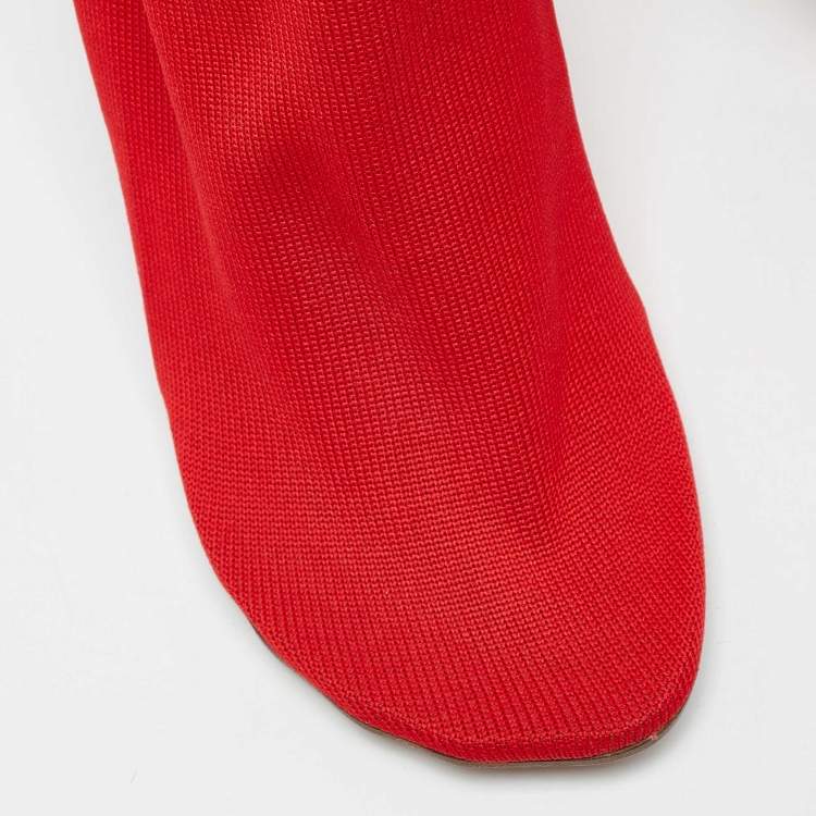Pre Owned Vetements Red Knit Fabric Sock Boots Size 39