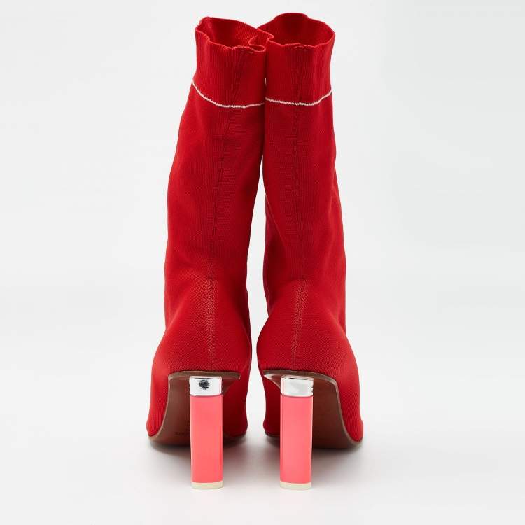 Pre Owned Vetements Red Knit Fabric Sock Boots Size 39