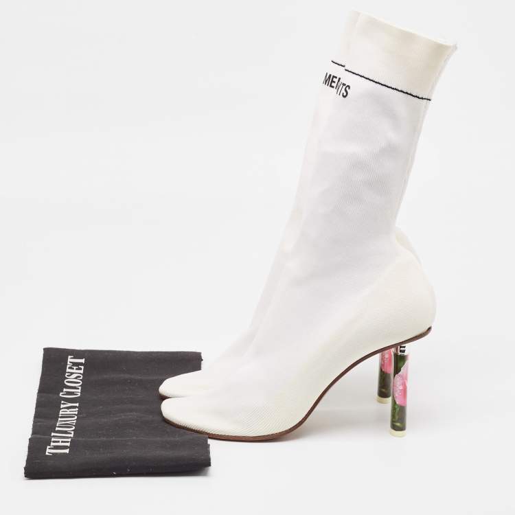 Pre Owned Vetements White Knit Fabric Sock Boots Size 39