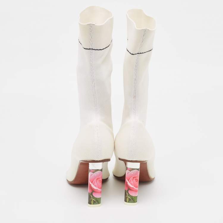Pre Owned Vetements White Knit Fabric Sock Boots Size 39