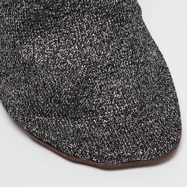 Pre Owned Vetements Silver Lurex Fabric Sock Ankle Boots Size 39