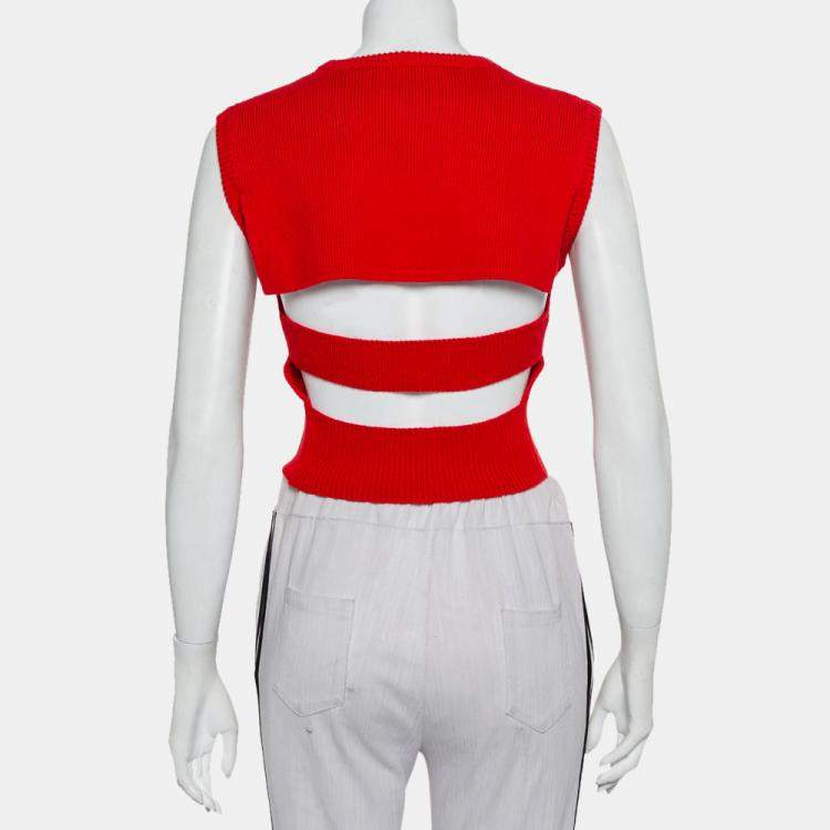 Pre Owned Victor Glemaud Red Knit Sleeveless Open Back Detail Sweater Vest M