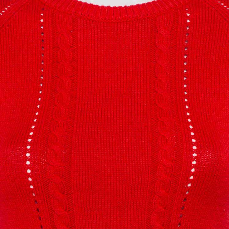 Pre Owned Victor Glemaud Red Knit Sleeveless Open Back Detail Sweater Vest M