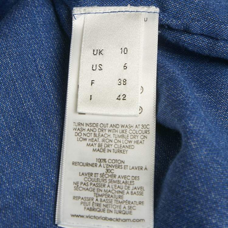 مملوكة مسبقًا Victoria Beckham Jeans Blue Cotton V-Neck Sleeveless Blouse M