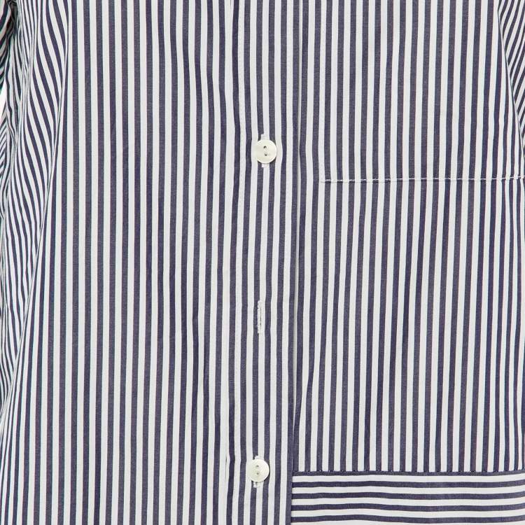 Pre Owned Victoria Beckham Jeans Navy Blue Striped Cotton Button Front Shirt S 