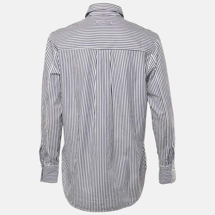 Pre Owned Victoria Beckham Jeans Navy Blue Striped Cotton Button Front Shirt S 