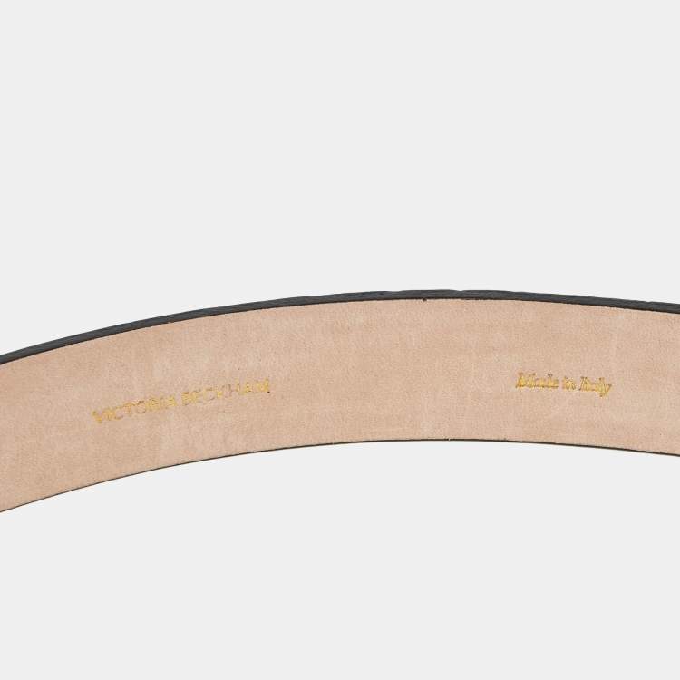 Pre Owned Victoria Beckham Brown Croc Embossed Leather Dorian Belt 70 CM