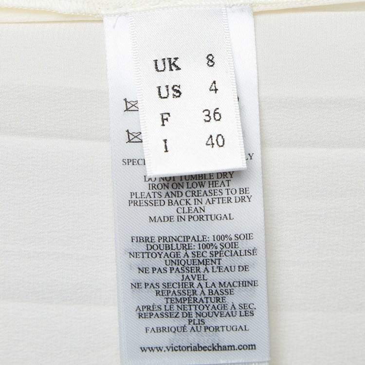 Pre Owned Victoria Beckham Vanilla Cream Pleated Silk Tea Dress S