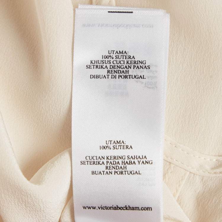 Pre Owned Victoria Beckham Ivory Silk Ruffled Shirt M