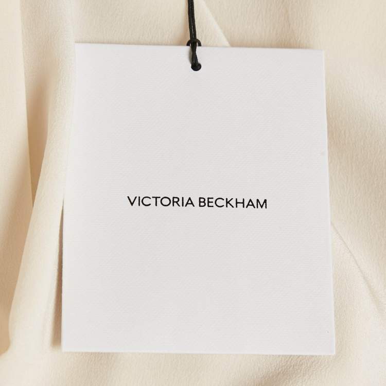 Pre Owned Victoria Beckham Ivory Silk Ruffled Shirt M