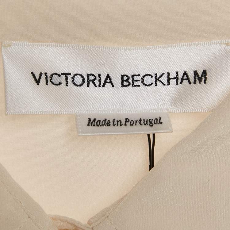 Pre Owned Victoria Beckham Ivory Silk Ruffled Shirt M