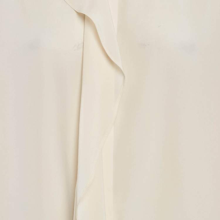 Pre Owned Victoria Beckham Ivory Silk Ruffled Shirt M