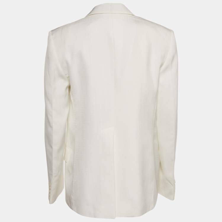 Pre Owned Victoria Beckham White Crepe Single Breasted Blazer S 
