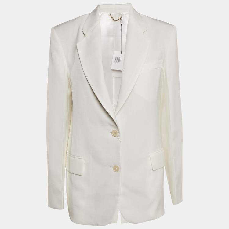 Pre Owned Victoria Beckham White Crepe Single Breasted Blazer S 