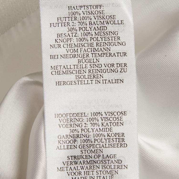 Pre Owned Victoria Beckham White Crepe Single Breasted Blazer S 