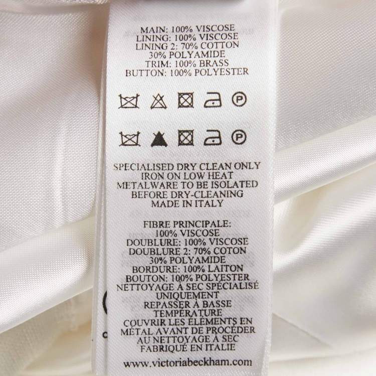 Pre Owned Victoria Beckham White Crepe Single Breasted Blazer S 