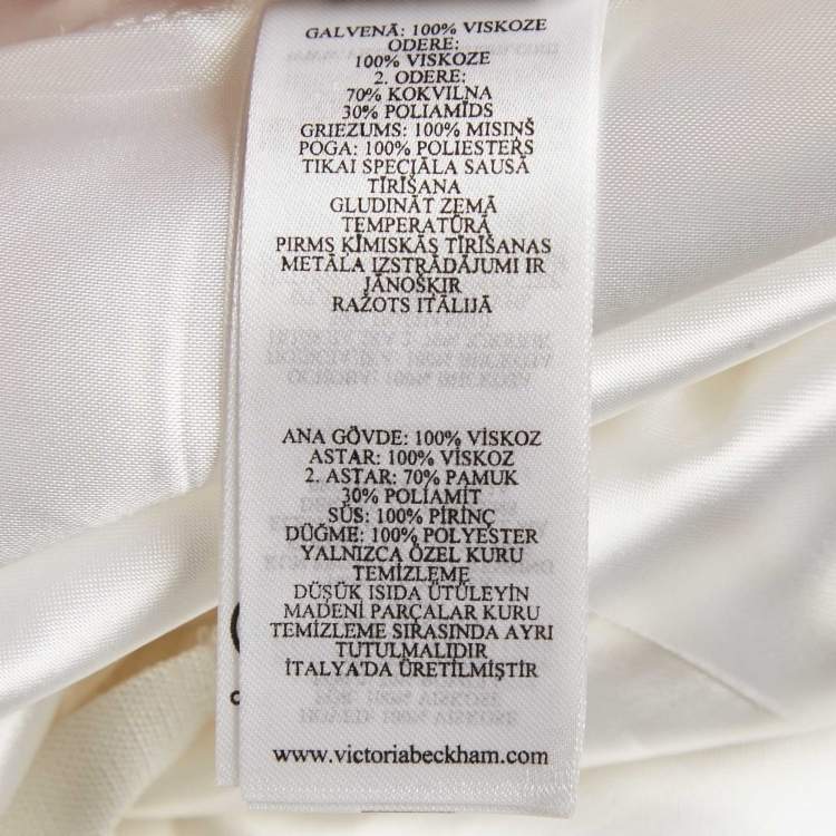 Pre Owned Victoria Beckham White Crepe Single Breasted Blazer S 