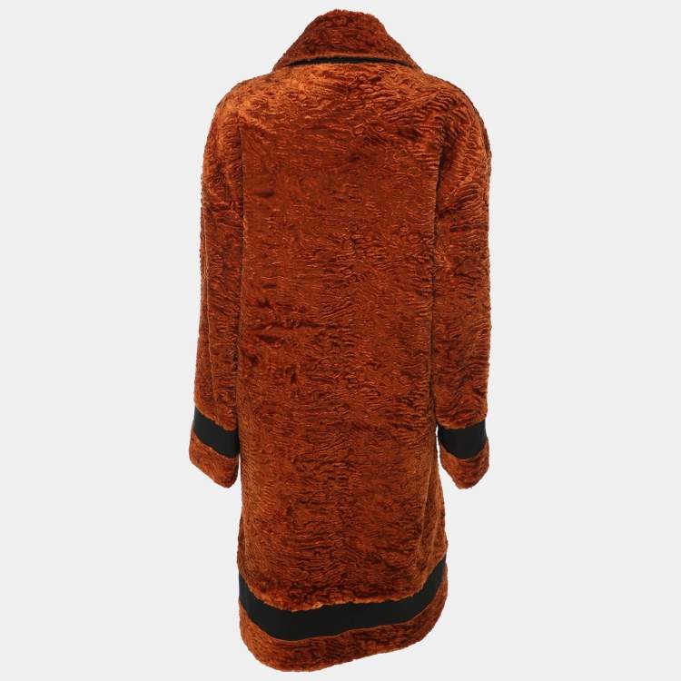 Pre Owned Victoria Beckham Brown/Black Textured Velvet Coat M