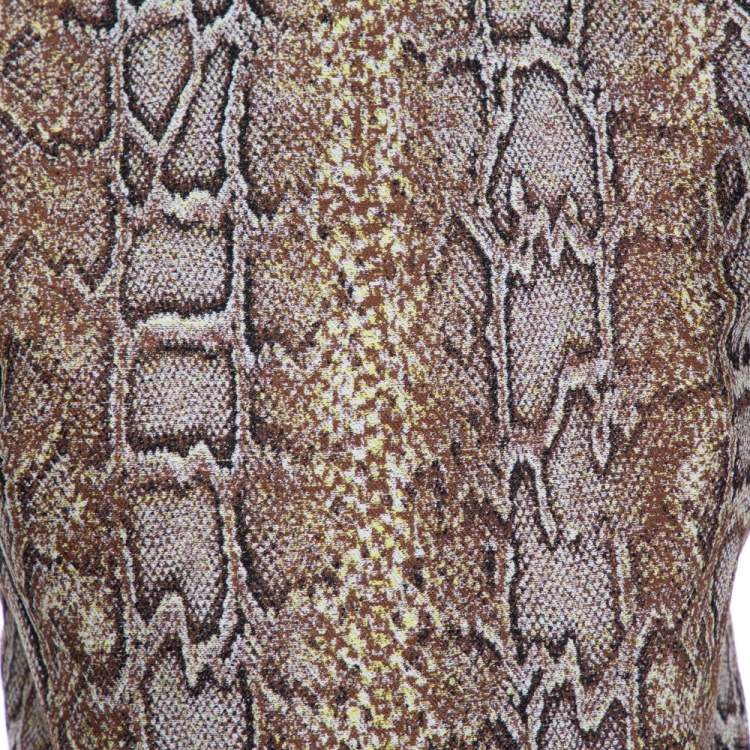 مملوكة مسبقًا Victoria Beckham Brown Snake Printed Cotton Jacquard Sheath Dress M