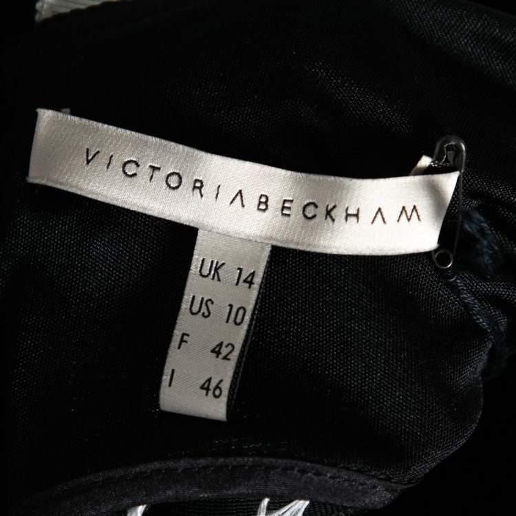 Pre Owned Victoria Beckham Black Crepe Contrast Strap Detail Sleeveless Dress L