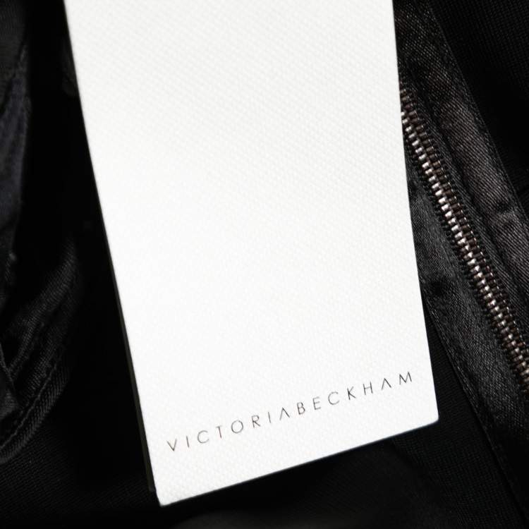 Pre Owned Victoria Beckham Black Crepe Contrast Strap Detail Sleeveless Dress L
