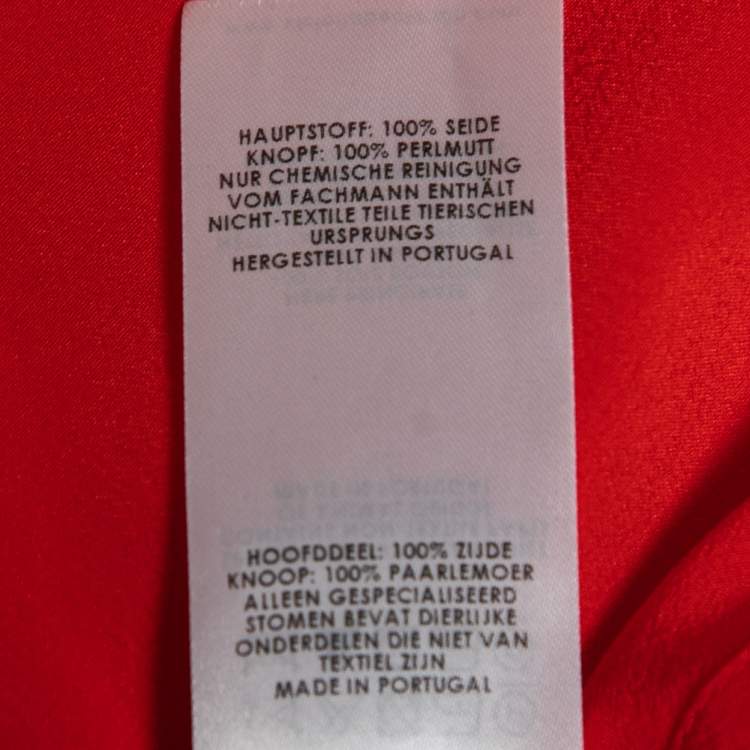 Pre Owned Victoria Beckham Red Silk Draped Shirt Dress M
