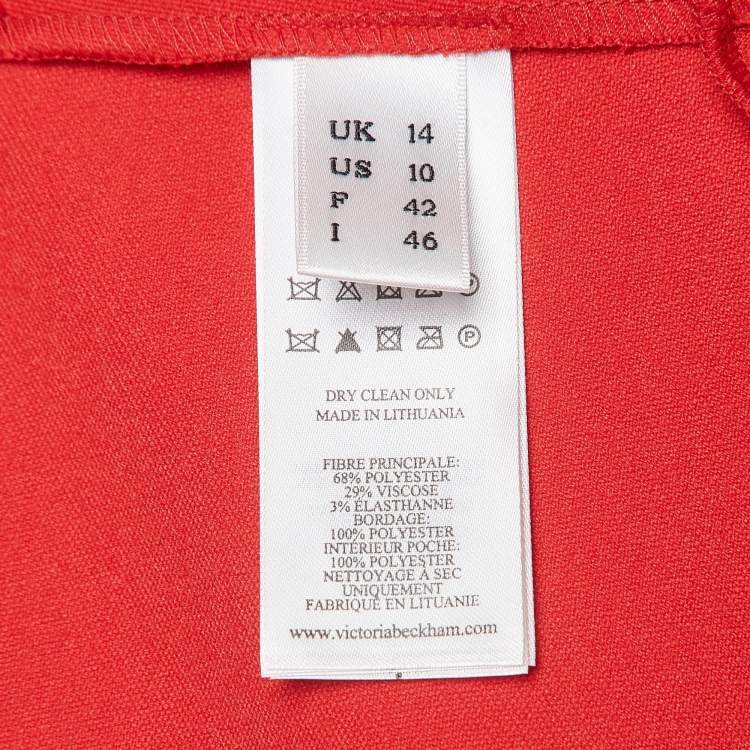 Pre Owned Victoria Beckham Red Lightweight Stretch Knit Flounce Dress L