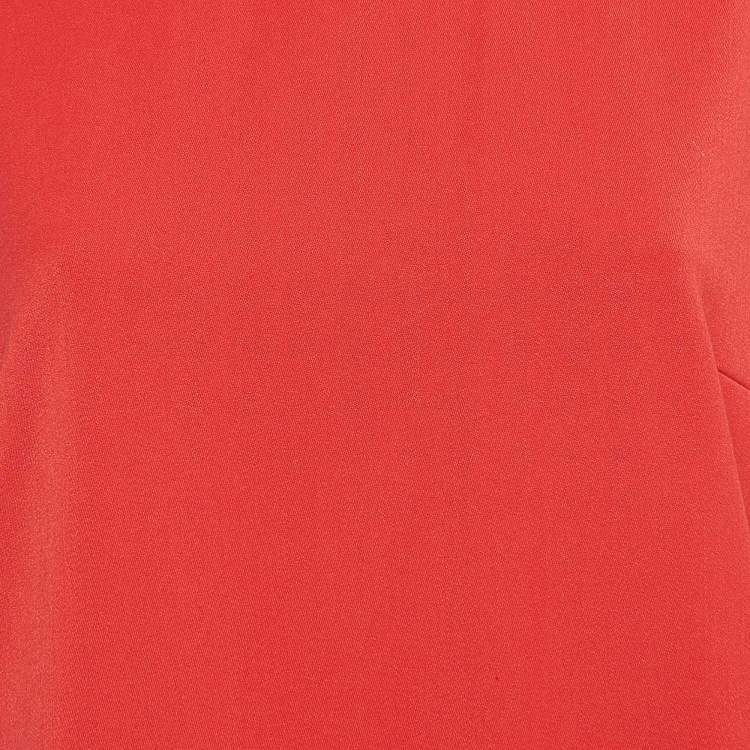 Pre Owned Victoria Beckham Red Lightweight Stretch Knit Flounce Dress L