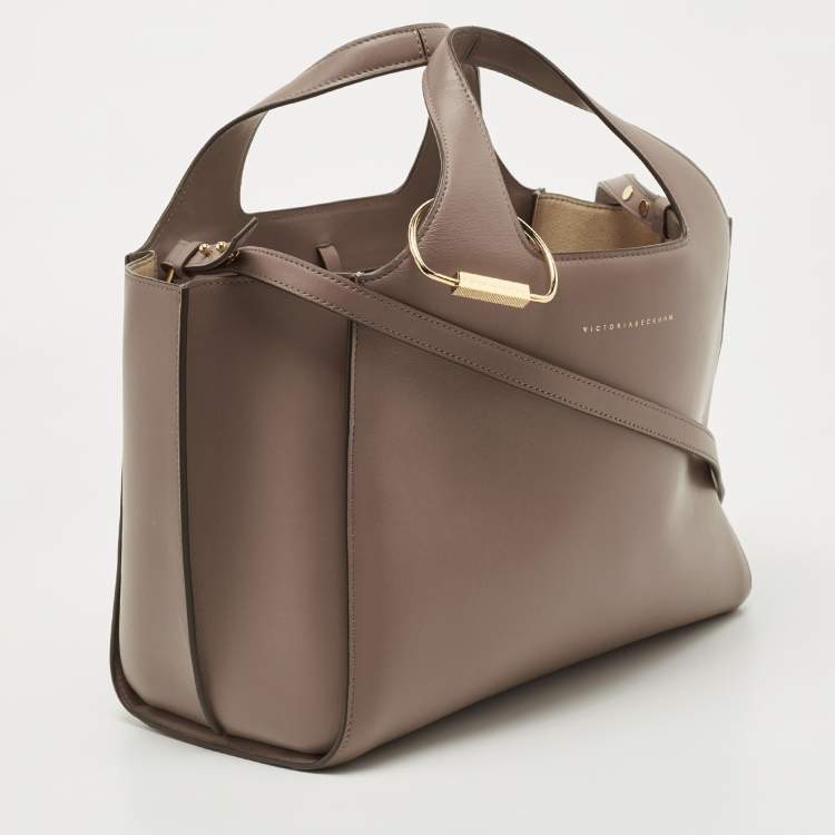 Pre Owned Victoria Beckham Grey Leather Small Newspaper Tote 