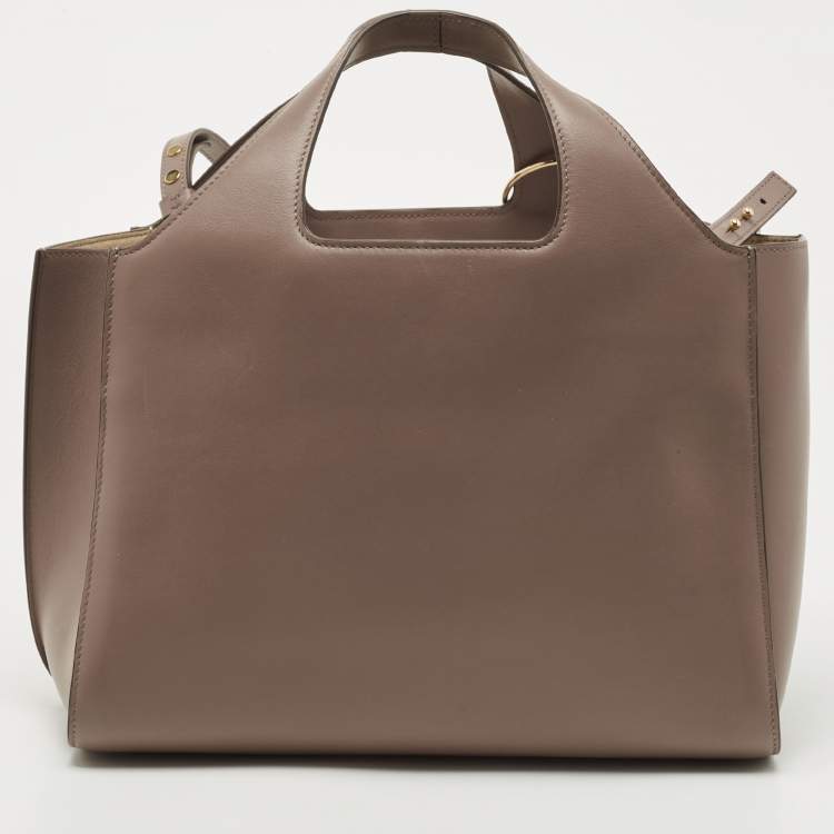 Pre Owned Victoria Beckham Grey Leather Small Newspaper Tote 