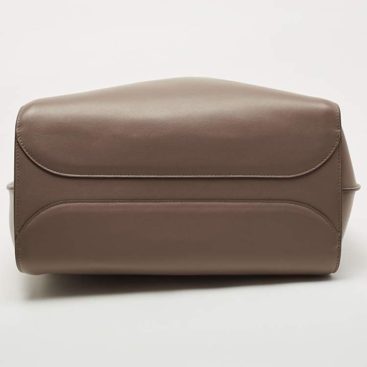 Pre Owned Victoria Beckham Grey Leather Small Newspaper Tote 