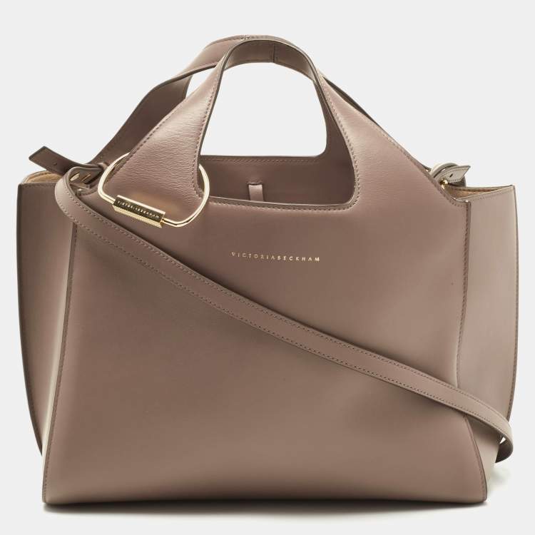 Pre Owned Victoria Beckham Grey Leather Small Newspaper Tote 