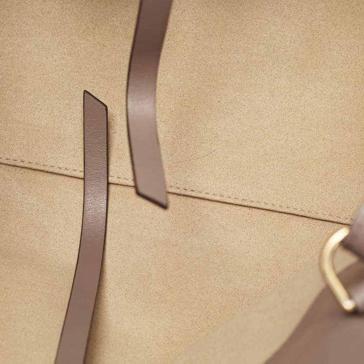 Pre Owned Victoria Beckham Grey Leather Small Newspaper Tote 
