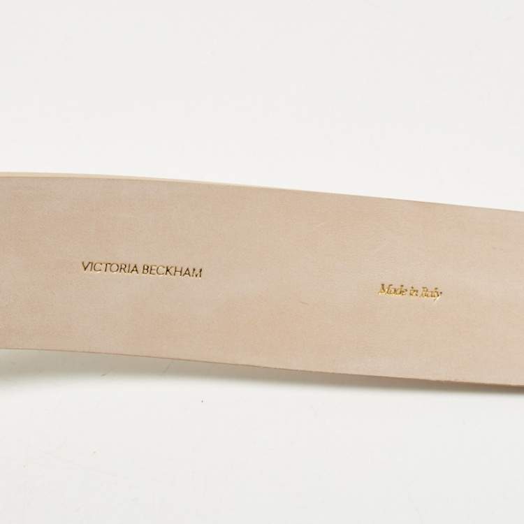 Pre Owned Victoria Beckham Tan Leather Jumbo Frame Buckle Belt M