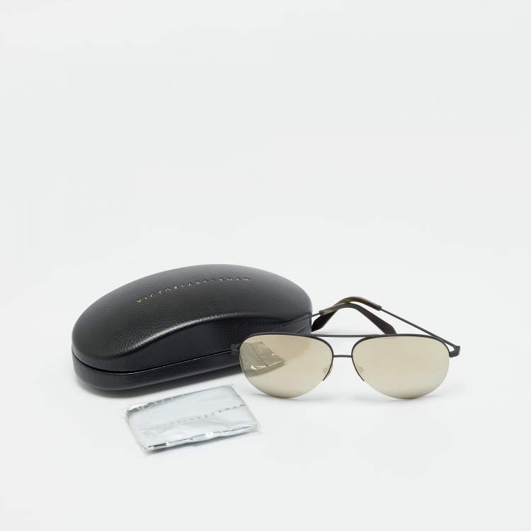 Pre Owned Victoria Beckham Black Mirrored VBS90 Aviator Sunglasses