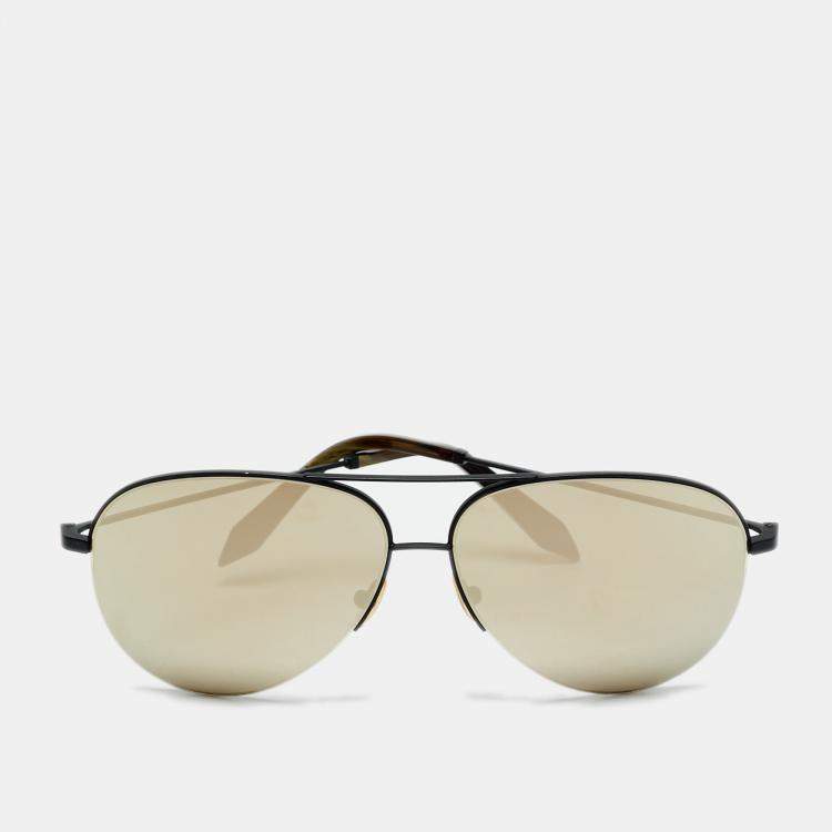 Pre Owned Victoria Beckham Black Mirrored VBS90 Aviator Sunglasses