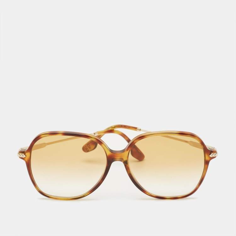 Pre Owned Victoria Beckham Tortoise Brown VB613S Oversized Sunglasses