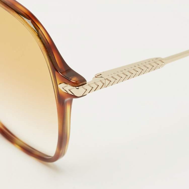 Pre Owned Victoria Beckham Tortoise Brown VB613S Oversized Sunglasses