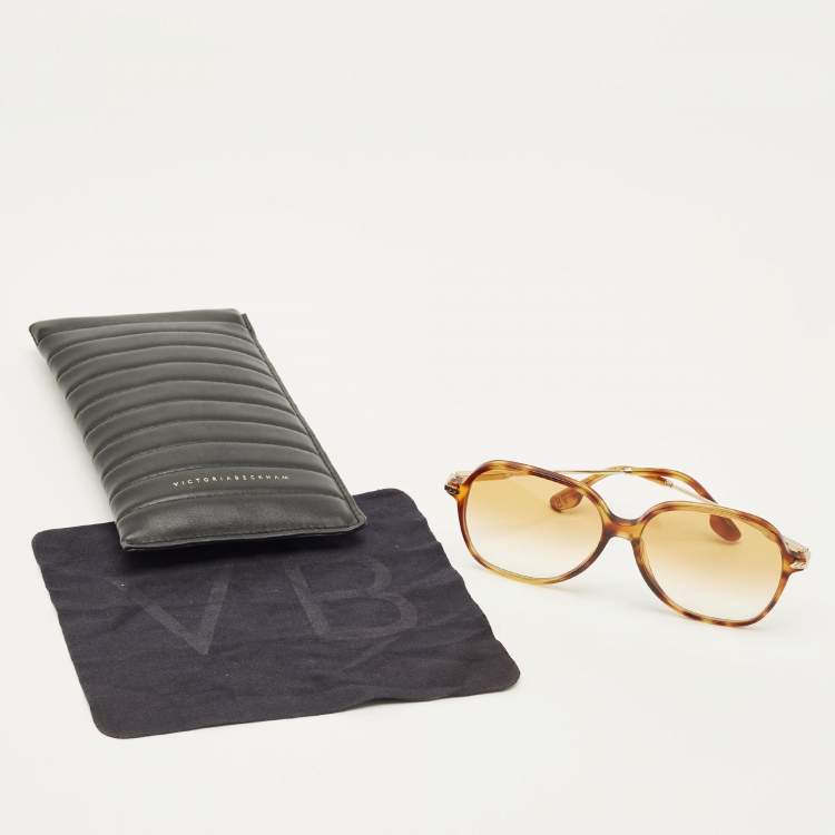 Pre Owned Victoria Beckham Tortoise Brown VB613S Oversized Sunglasses
