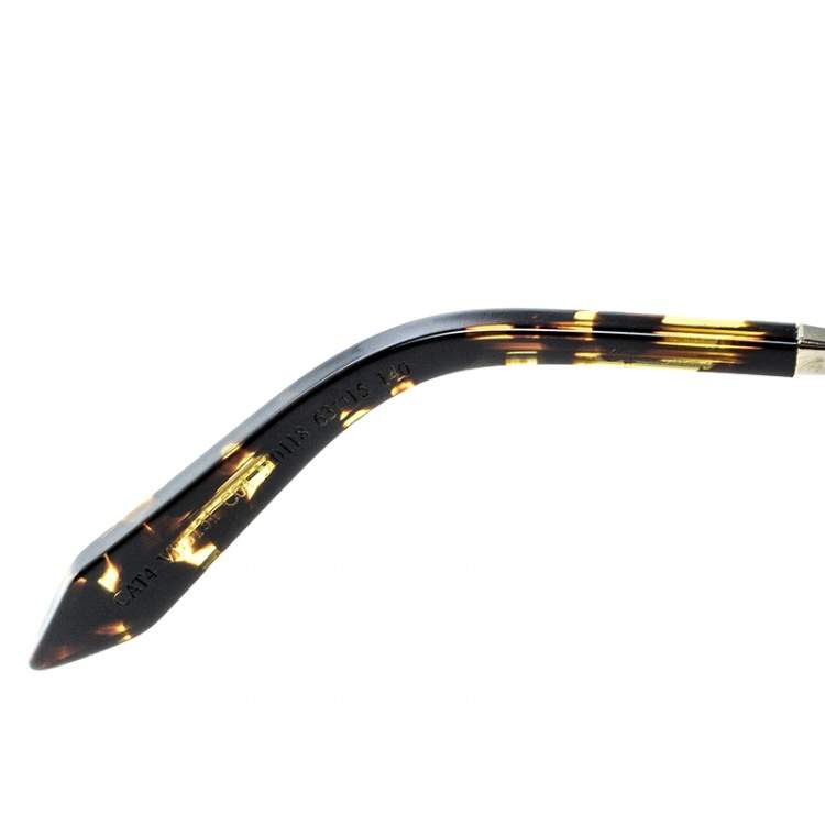 Pre Owned Victoria Beckham Gold Plated/Green Gradient VBS131 Loop Round Sunglasses