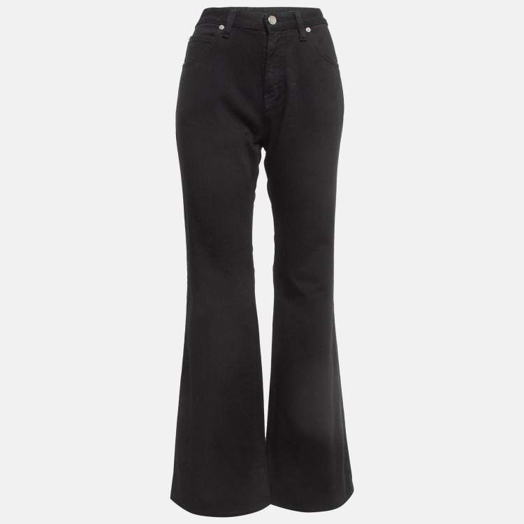 Pre Owned Victoria Beckham Black Denim Wide-Leg Jeans M Waist 28"