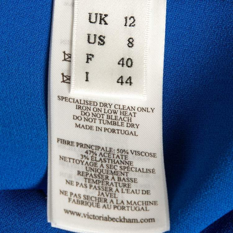 Pre Owned Victoria Beckham Blue Crepe Full Sleeve Midi Dress M