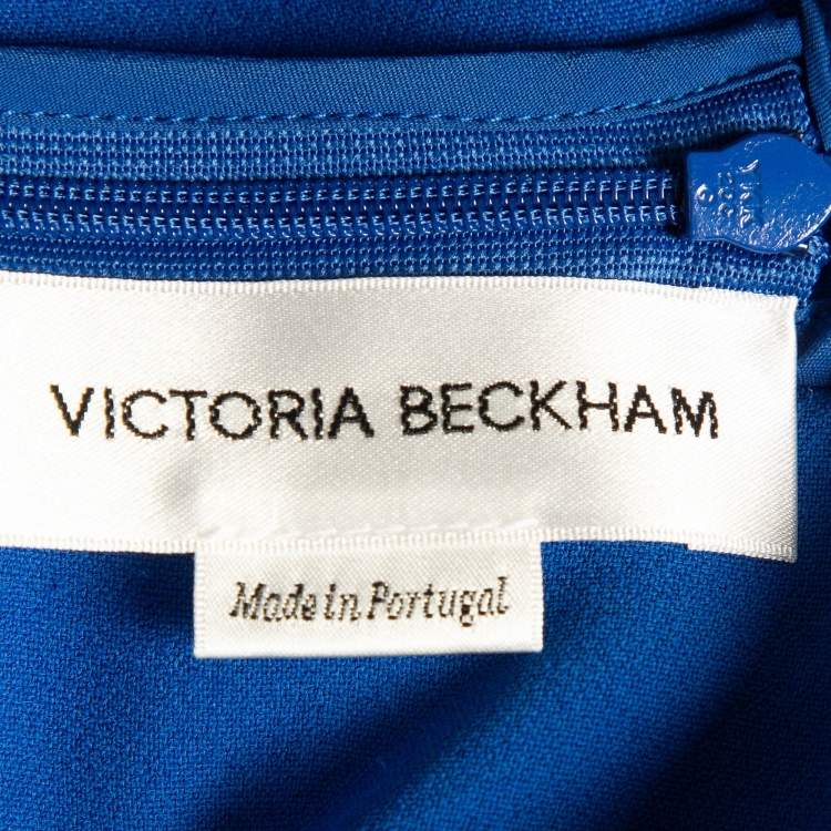 Pre Owned Victoria Beckham Blue Crepe Full Sleeve Midi Dress M